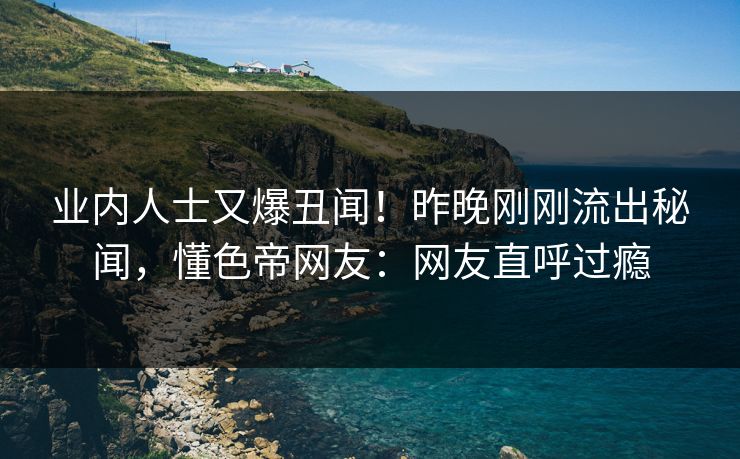 业内人士又爆丑闻！昨晚刚刚流出秘闻，懂色帝网友：网友直呼过瘾