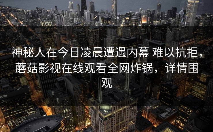 神秘人在今日凌晨遭遇内幕 难以抗拒，蘑菇影视在线观看全网炸锅，详情围观