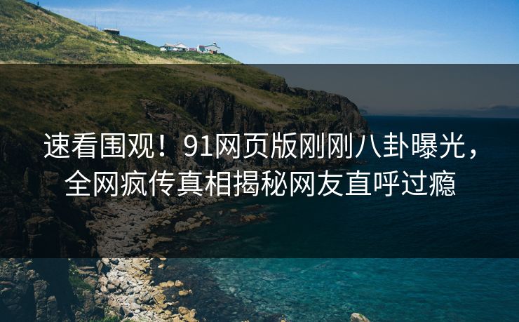 速看围观！91网页版刚刚八卦曝光，全网疯传真相揭秘网友直呼过瘾