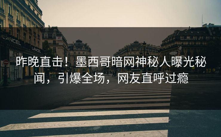 昨晚直击！墨西哥暗网神秘人曝光秘闻，引爆全场，网友直呼过瘾
